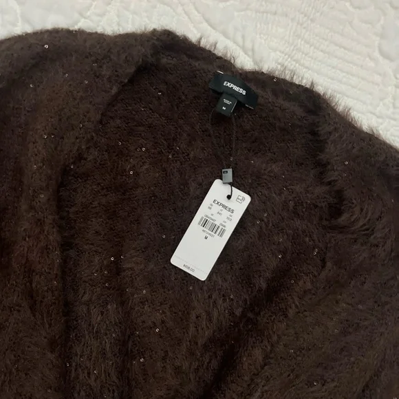 Express Brown Tie Cardigan Size Medium NWT - Picture 3 of 3